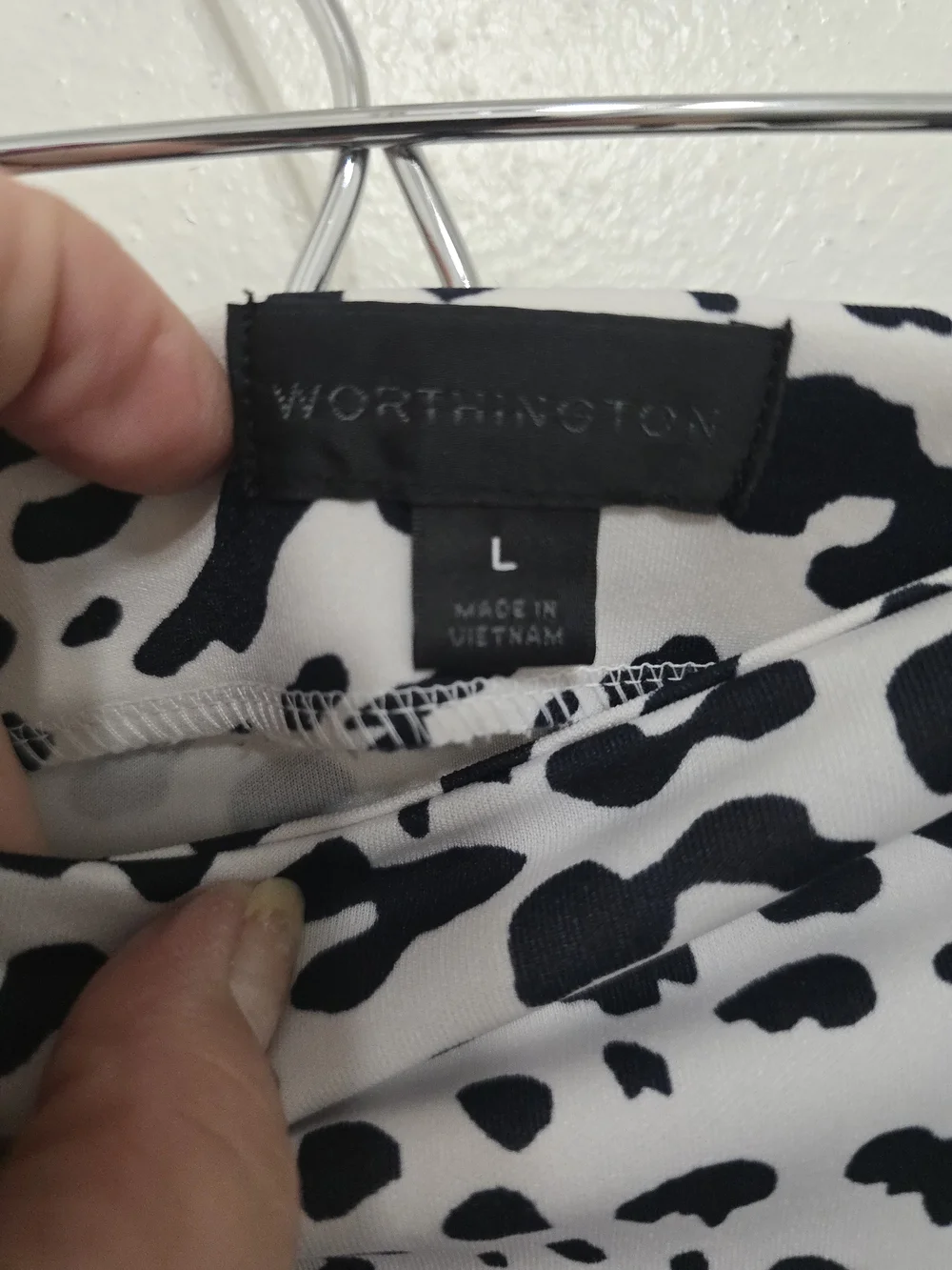 Worthington White Midi Skirt with Black and Blue Spot Pattern
